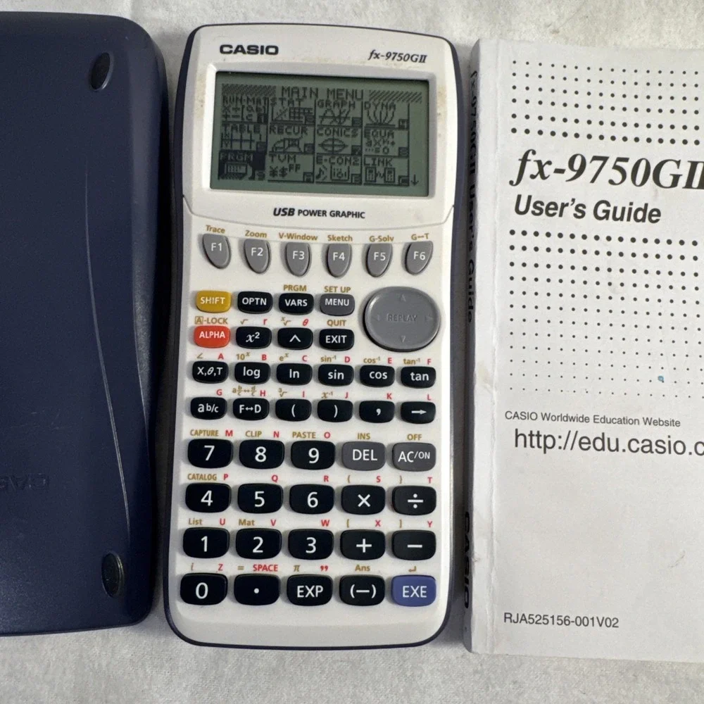 Casio fx-9750GII Graphing Calculator w/ Slide-On Cover & Manual - Tested Working